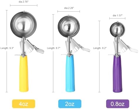 Ice Cream Scoop with Trigger, Cookie Scoops Set of 3 Portion Scoop