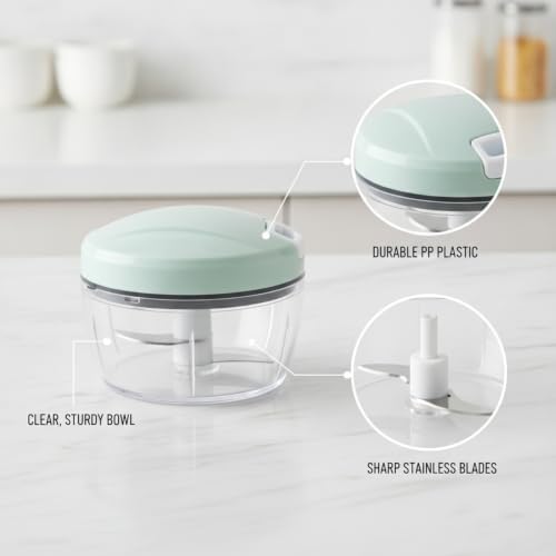Manual Food Chopper, Pull-String Mincer for Garlic and Herbs, Compact