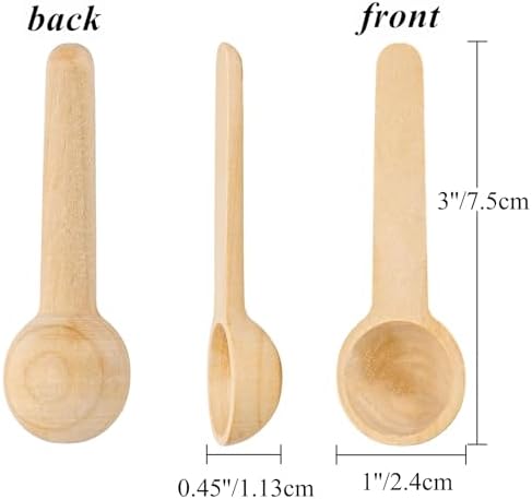 Tebery 60PCS Mini Wooden Spoons Small Bath Salt Spoon Candy Spoon Baby