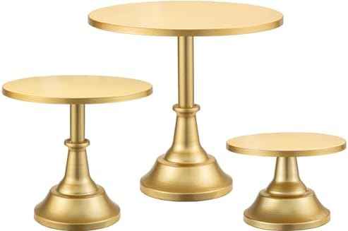 HBlife 3 PCS Gold Cake Stand Set (8"/10"/12" Cake Plate), Metal