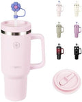 ICEWATER 40 oz Tumbler with 2 Lids (Regular Straw and Flip Straw)