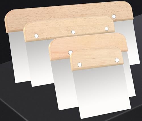 4pc wooden handle stainless steel Bench dough scraper set size 4 "6" 8