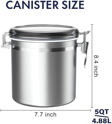 ENLOY 165oz Stainless Steel Airtight Canister for Kitchen with Clear