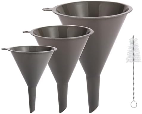Plastic Kitchen Funnel Set of 3 with Clean Brush, BPA Free Round Food