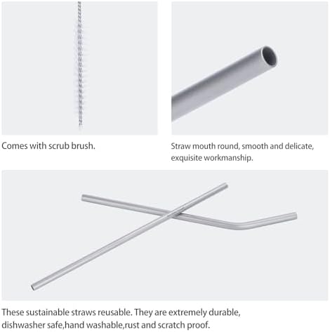 iBasingo Reusable Titanium Straw Set with Cleaning Brush Ti1018T