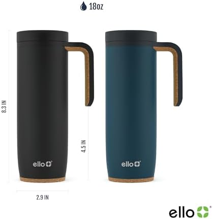Ello Magnet 18oz Insulated Stainless Steel Travel Mug with Handle