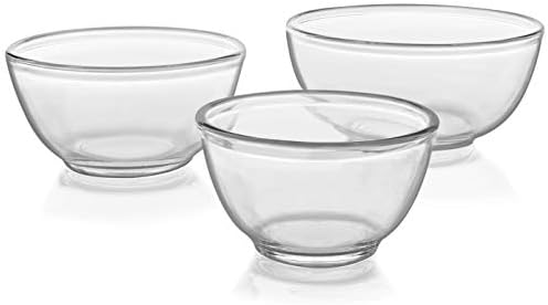 Libbey Baker's Basics 3-Piece Glass Mixing Bowl Set with Plastic Lids