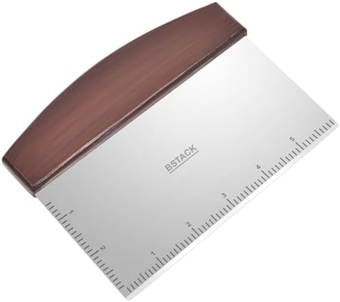 Bench Scraper Stainless Steel Dough Scraper with Ergonomic Wooden