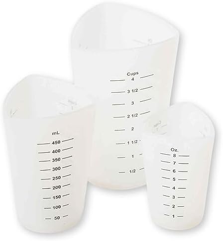 Tablecraft Flexible Measuring Cups, Silicone, Set of 3, Includes: 1, 2