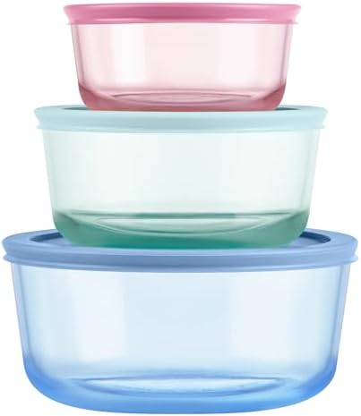 Pyrex Colors 3-Pack Medium Glass Food Storage Containers