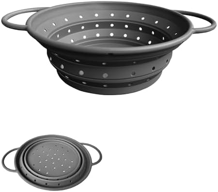 Silicone Collapsible Colander with Handle, Kitchen Colander for Easy