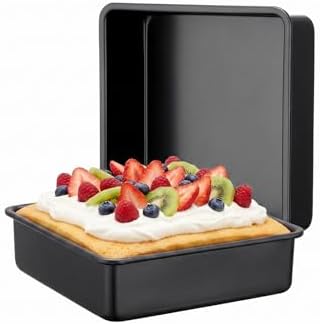 Beasea 6in Square Cake Pans Set of 2, 6.3x6.3x2 Inch Mini Small Square