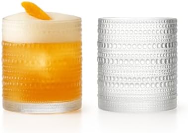 LEMONSODA Hobnail Drinking Glasses, Vintage Clear Lowball Glass Cups