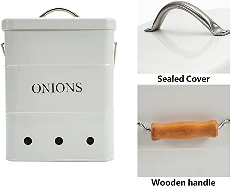 Onion Storage Bin, Metal Storage Tin with Aerating Holes - Kitchen