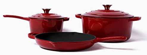 Larder & Vine 5-Piece Enameled Cast Iron Cookware Set - Includes
