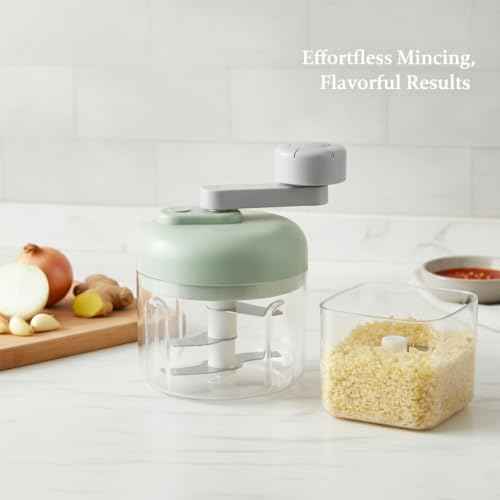 Manual Food Chopper, Pull String Mincer for Garlic Onions Ginger, 8.5