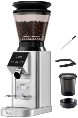 Tuni G1 Conical Burr Coffee Grinder, 48 Settings, Silver
