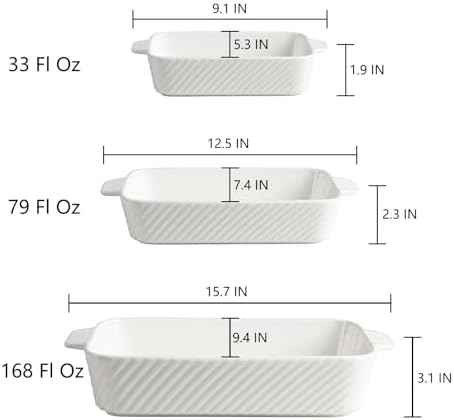 Sweejar Ceramic Baking Dish Set, Cake Baking Dish for Brownie