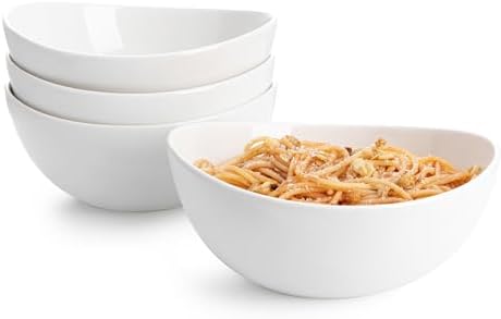 Sweese 42oz Porcelain Serving Bowls - Set of 4, 8-Inch White Bowls for