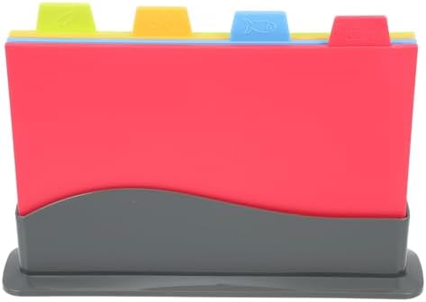Toyvian Color-coded Plastic Cutting Board Set with Stand, 4pcs Food