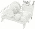 SONGMICS Dish Drying Rack with Drainboard, Matte White