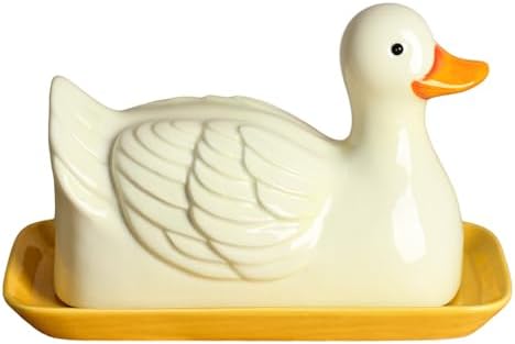 Colias Wing 3D Duck Shaped Ceramic Butter Dish with Lid Butter Keeper