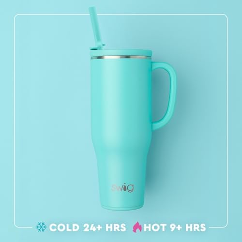 Swig Life 40oz Leakproof Mega Mug with Handle & Straw, Hydrangeas