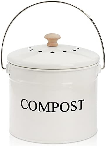 AVLA 1 Gallon Kitchen Compost Bin, White