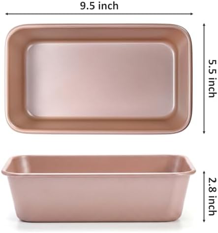 Elsjoy 4 Pack 9.5 x 5.5 Inch Non-Stick Loaf Pans for Baking Bread