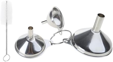 3Pcs Stainless Steel Kitchen Funnel Set Food Grade Metal Small Oil