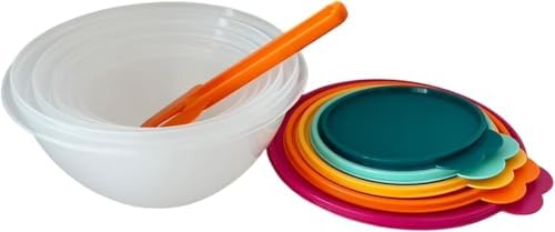 NewTup Classic Wonderlier Bowl Set, 5-Piece, White with Multicolor