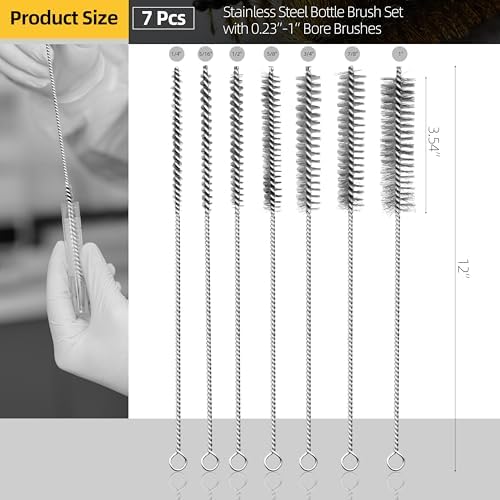 7Pcs Wire Tube Brushes Set,Stainless Steel Bottle Brush