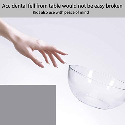 FOYO 8-inch Round Tempered Glass Bowl for Mixing Salad or Cereal, Set