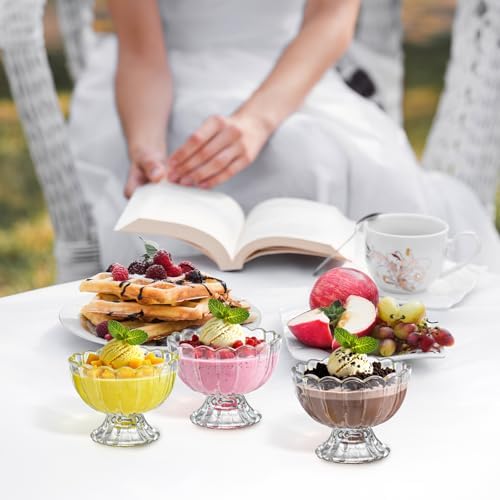 Lawei 6 Pack Mini Glass Dessert Bowls - 5 Oz Small Ice Cream Cups
