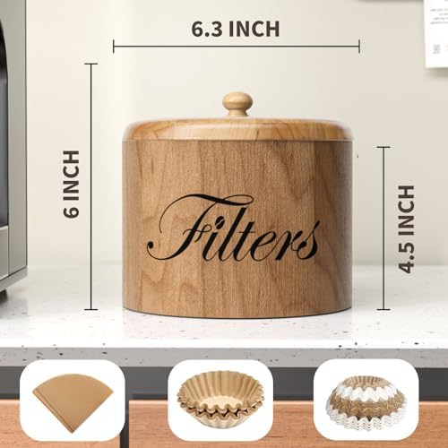 Coffee Filter Holder, Wooden Coffee Filter Storage with Lid