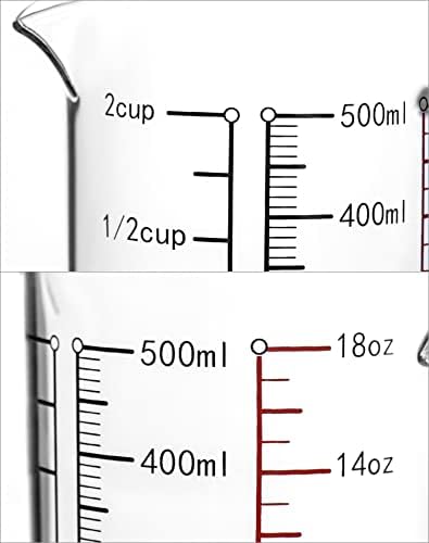 QWORK Glass Measuring Cup, 500ML (18 Oz, 2 Cup), High Borosilicate