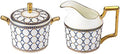 Bone China Cream & Sugar Set, White Gold