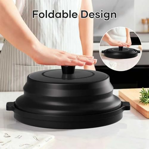2 in 1 Microwave Splatter Cover for Food with Anti-scald Base Plate