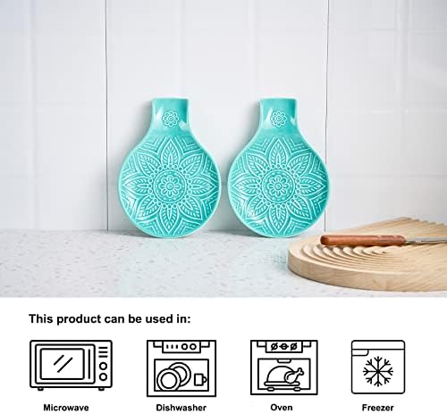 Ceramic Spoon Rest, 7.48 Inches Spoon Holder for Kitchen Counter
