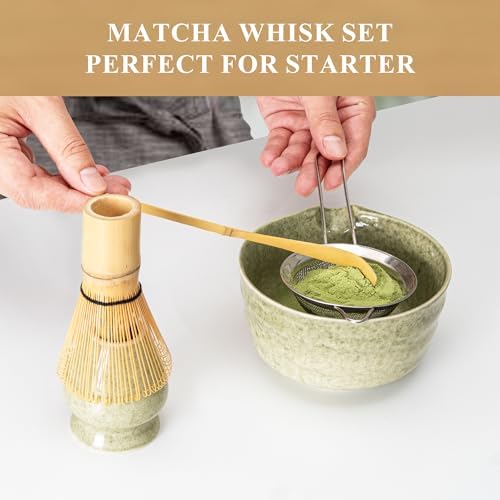 Matcha Whisk Set, Matcha Making Kit Whisk (Chasen Holder), Ceramic