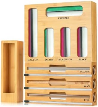 9 in 1 Bamboo Kitchen Drawer Storage Bag Organizer with Cutter