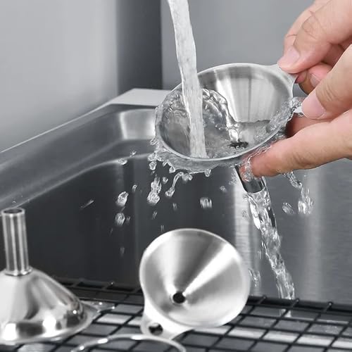 4 Pack Kitchen Funnels Set, Stainless Steel Wide Mouth Canning Funnel