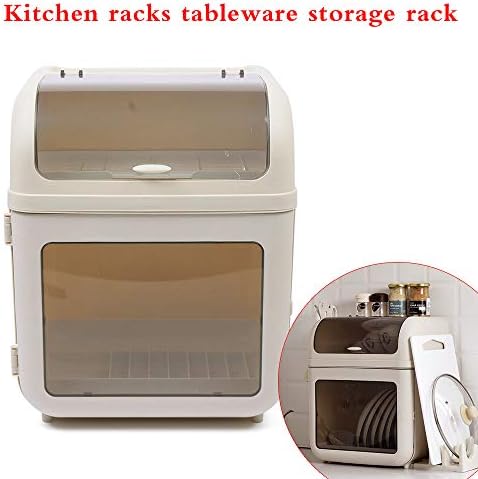 Covered Plastic Dish Drying Rack, Plastic Dustproof Drain Storage Box