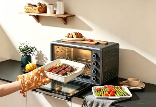 3‐Pcs Baking Dish Set with Lid & Grill Racks, Stackable Bakeware
