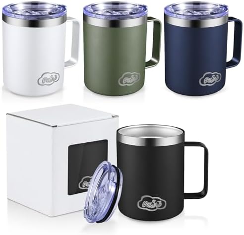 12oz Insulated Coffee Mug with Handle, Stainless Steel Wide Mouth