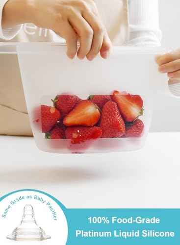 Reusable Silicone Food Storage Bags (Set of 4), Dishwasher Oven