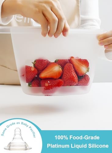 Reusable Silicone Food Storage Bags (Set of 4), Dishwasher Oven