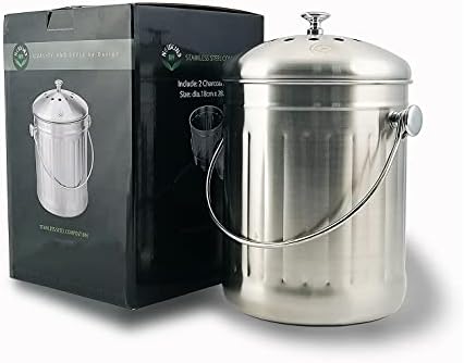 NewlineNY Stainless Steel Compost Bin, 1.3 Gallon