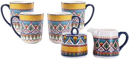 Bico Havana Ceramic Sugar and Creamer with Mugs Set, Afternoon Tea