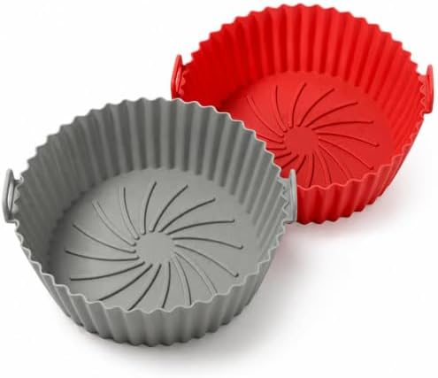 Reusable Silicone Air Fryer Liners 2 Pack, 7 & 8 Inch Nonstick Basket